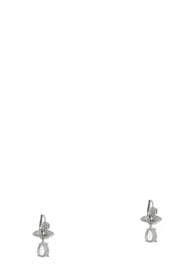Vivienne Westwood Brass Teardrop Gemstone Drop Earrings In Metallic