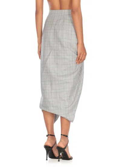 Vivienne Westwood Mens Multi Side Panther Check Wool-linen Blend Midi Skirt In Gray