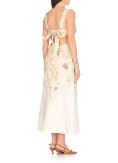 Zimmermann Womens Balance Floral-print Linen Midi Dress White Hydrangea Xs In Neutral