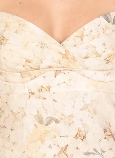 Zimmermann Womens Balance Floral-print Linen Midi Dress White Hydrangea Xs In Neutral