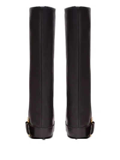 Balmain Anthem Black Slip-on Boots With Decorative Metal Buckle In Leather Woman In Black