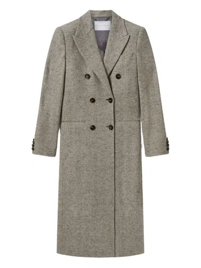 Stella Mccartney Double-breasted Tweed-pattern Coat In Gray