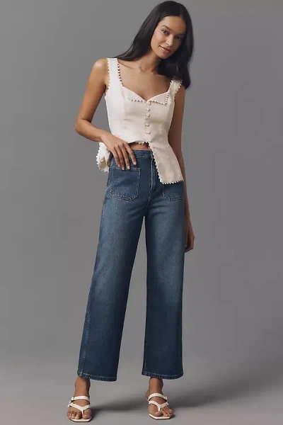Reformation Alyssa Stretch High-rise Wide-leg Cropped Jeans In Blue