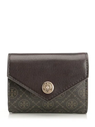 Tory Burch T Monogram Small Envelope Wallet In Brown
