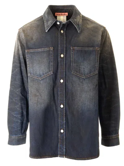 Acne Studios Karto Darkside Denim Shirt In Dark Blue