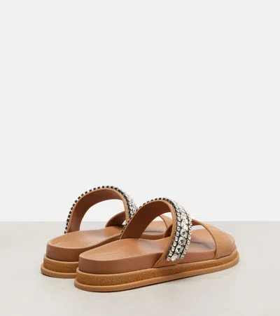 Jimmy Choo Jadi Crystal-embellished Suede Slides In Brown