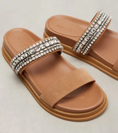 Jimmy Choo Jadi Crystal-embellished Suede Slides In Brown