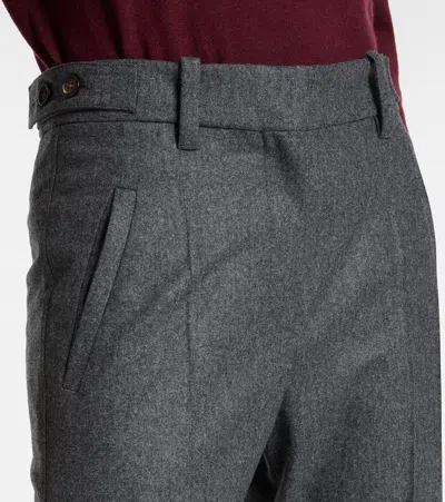 Brunello Cucinelli Straight Loose Trousers In Virgin Wool Flannel In Gray
