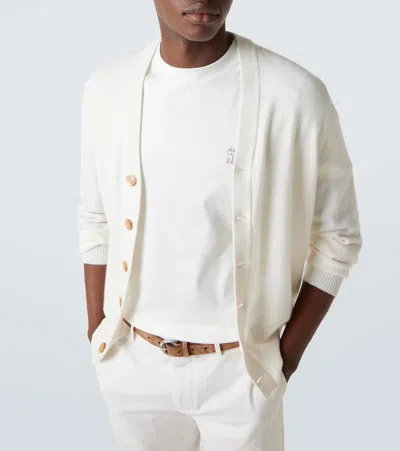 Brunello Cucinelli Men Cotton Jersey Crew-neck T-shirt With Logo And Faux-layering In White