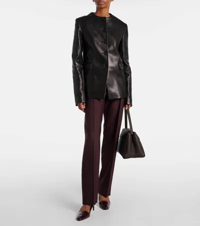 Khaite Bordeaux Calf Leather Heeled Shoes In Burgundy