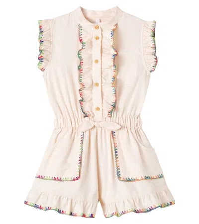 Zimmermann Kid - Lucky Frill Playsuit In Neutral