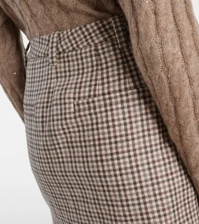 Brunello Cucinelli Checked Virgin Wool Flannel Miniskirt In Neutral