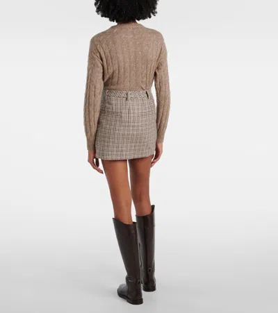 Brunello Cucinelli Checked Virgin Wool Flannel Miniskirt In Neutral