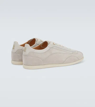 Brunello Cucinelli Suede Lace-up Low-top Sneakers In Gray