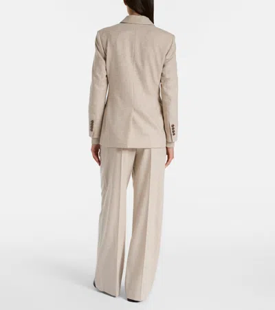 Brunello Cucinelli Double-breasted Jacket With Luxurious Cotton-wool Blend And Elegant Detailing In Neutral