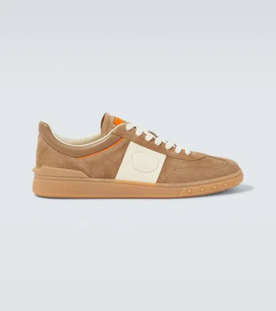 Valentino Upvillage Low-top Suede Sneakers In Brown