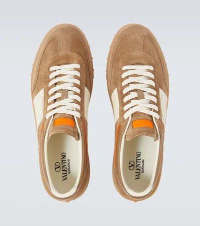 Valentino Upvillage Low-top Suede Sneakers In Brown