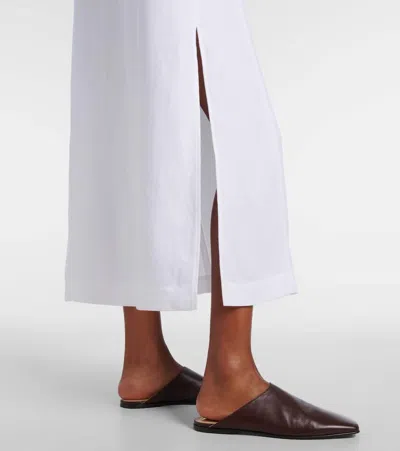 Loro Piana Abril Embroidered Linen Midi Dress In White