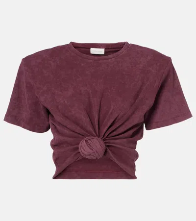 Magda Butrym Cropped Knotted T-shirt In Burgundy