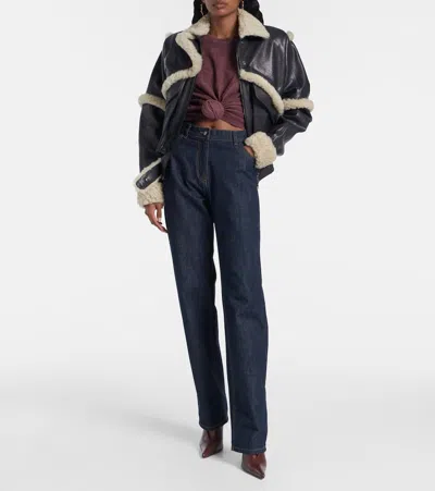 Magda Butrym Cropped Knotted T-shirt In Burgundy