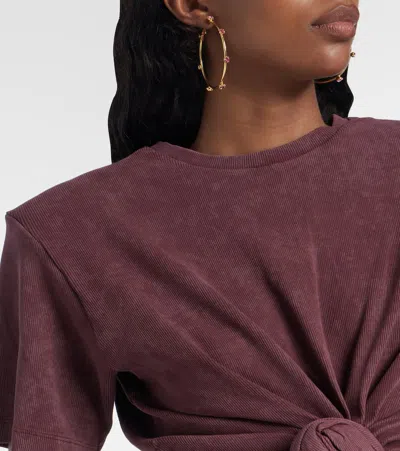 Magda Butrym Cropped Knotted T-shirt In Burgundy