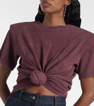 Magda Butrym Cropped Knotted T-shirt In Burgundy
