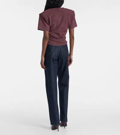 Magda Butrym Cropped Knotted T-shirt In Burgundy