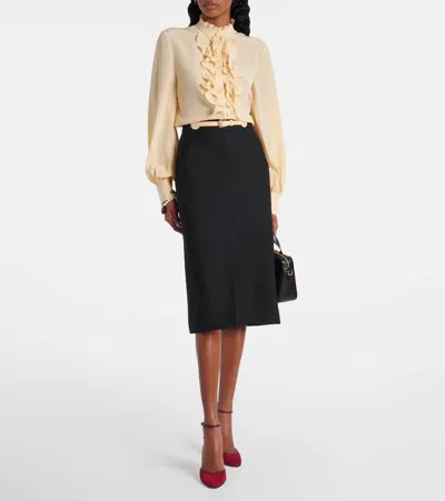 Valentino Black Wool Blend Skirt In Black