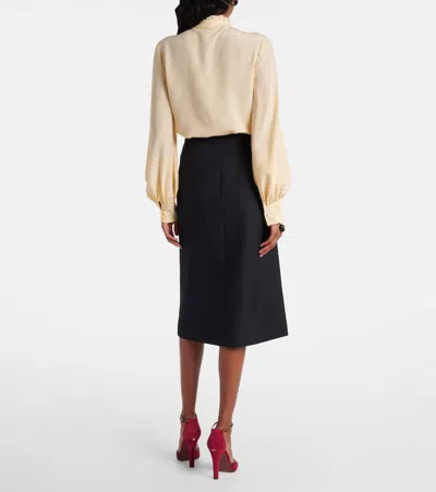 Valentino Black Wool Blend Skirt In Black