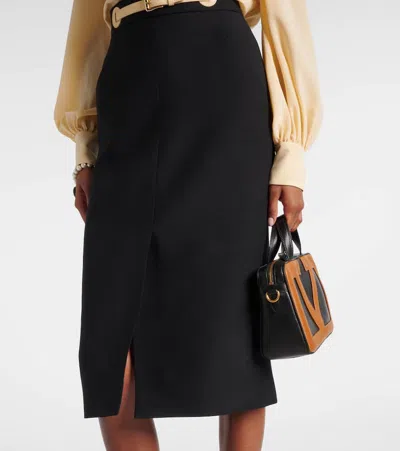 Valentino Black Wool Blend Skirt In Black
