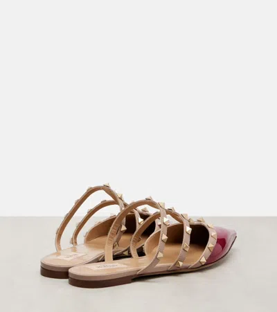 Valentino Garavani Valentino Rockstud Caged Patent Flat In Red