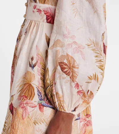 Zimmermann Ascension Linen Plunge Midi Dress