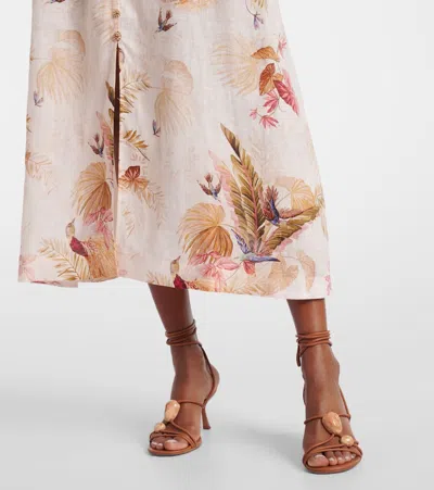 Zimmermann Ascension Linen Plunge Midi Dress
