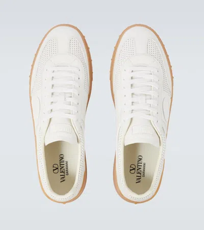 Valentino Garavani Nappa Leather Upvillage Round Toe Sneakers In White