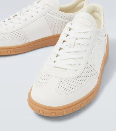 Valentino Garavani Nappa Leather Upvillage Round Toe Sneakers In White