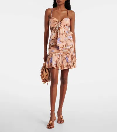 Zimmermann Coco Bow Front Mini Dress In Multi
