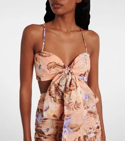 Zimmermann Coco Bow Front Mini Dress In Multi