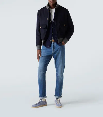 Brunello Cucinelli Relaxed-fit Denim Trousers With Rolled Cuffs In Blue