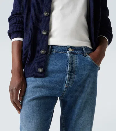 Brunello Cucinelli Relaxed-fit Denim Trousers With Rolled Cuffs In Blue