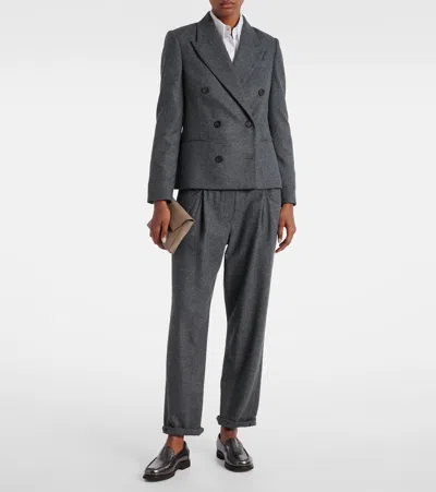 Brunello Cucinelli Wool And Cashmere Blazer In Gray