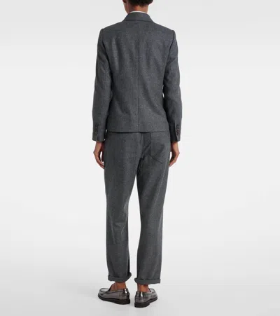 Brunello Cucinelli Wool And Cashmere Blazer In Gray