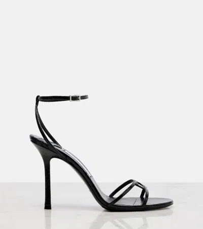 Jimmy Choo Strappy Leo 100 Stiletto Heel Sandals In Black