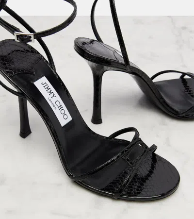 Jimmy Choo Strappy Leo 100 Stiletto Heel Sandals In Black