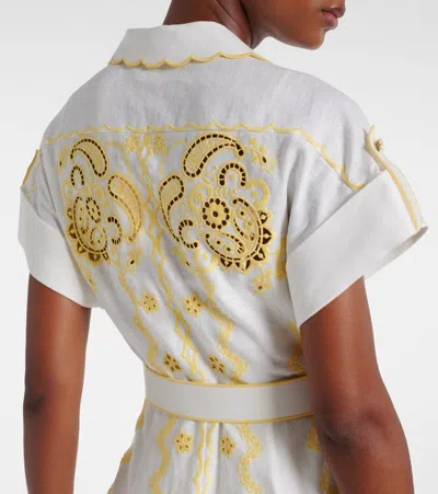 Zimmermann Lucky Embroidered Midi Dress - Women's - Cotton/linen/flax/polyester/recycled Polyesterelastane In White