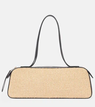 Khaite Simona Leather-trimmed Raffia Shoulder Bag