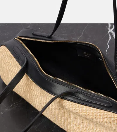 Khaite Simona Leather-trimmed Raffia Shoulder Bag
