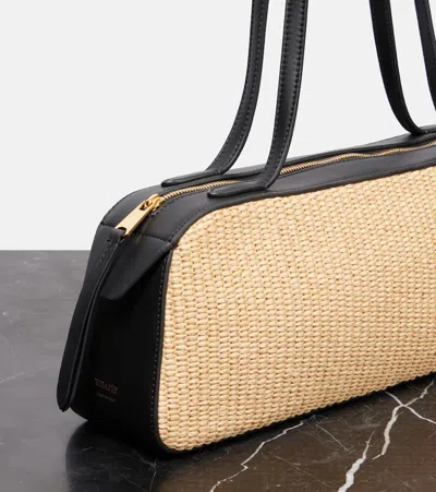 Khaite Simona Leather-trimmed Raffia Shoulder Bag