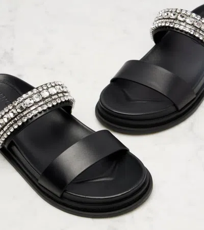 Jimmy Choo Crystal Embellished Leather Flat Sandals