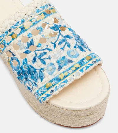 Farm Rio Printed Leather Platform Espadrilles In Multi