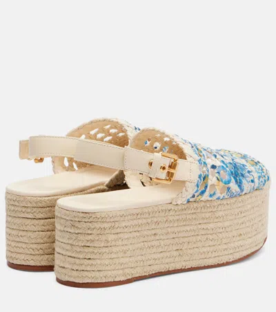 Farm Rio Printed Leather Platform Espadrilles In Multi